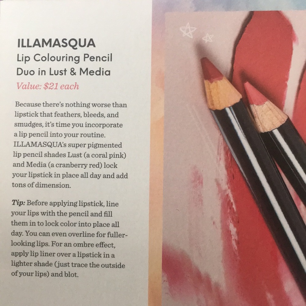 NIB Illamasqua Lip Colouring Pencils- Lust & Media